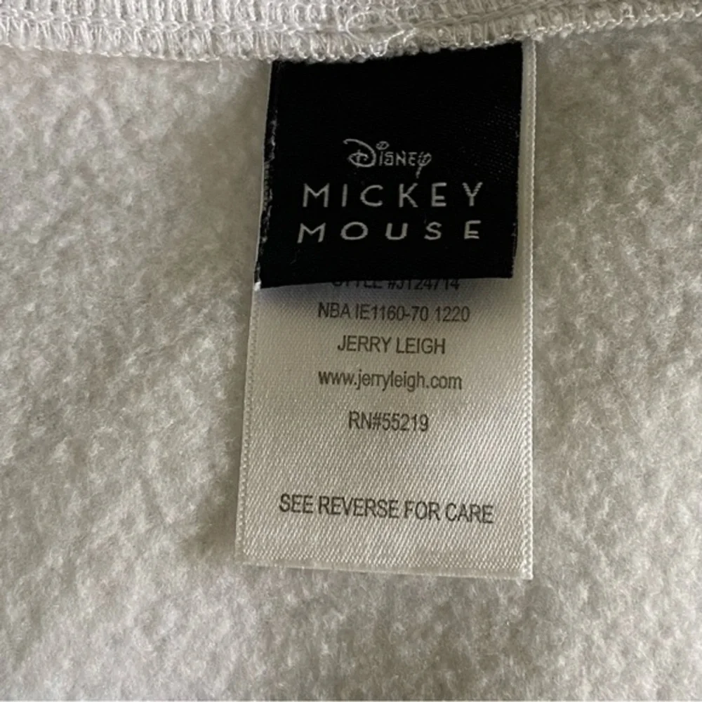 DISNEY MICKEY MOUSE White/Gray Tye Dye Crewneck Long Sleeve Sweatshirt size M - Picture 5 of 6